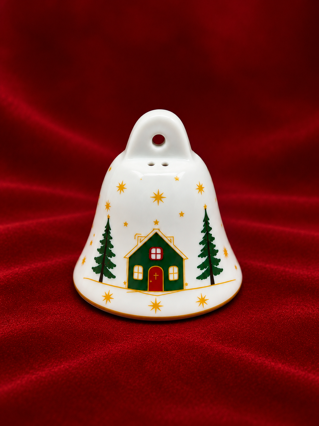 Sino de Natal em porcelana da coleção Histórias de Natal